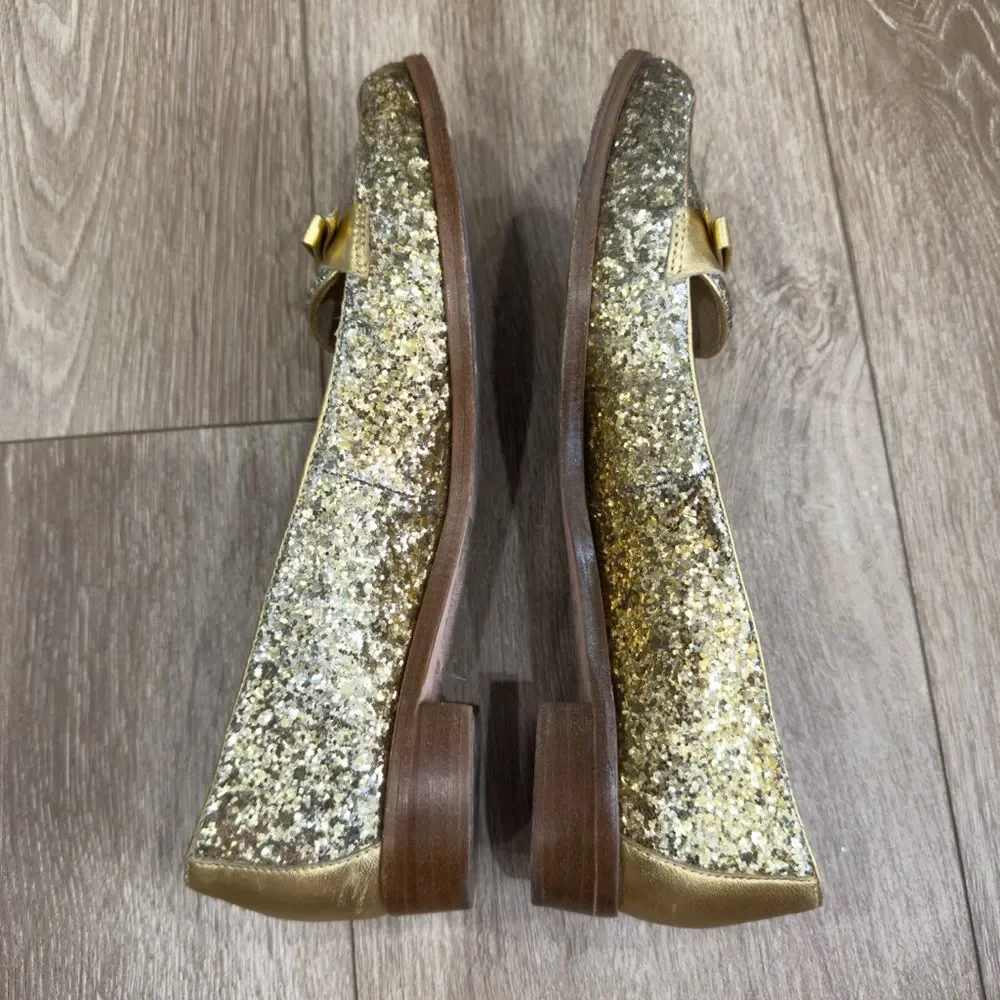 Kate Spade Gold Glitter Cora Loafers Flats Size 7.5